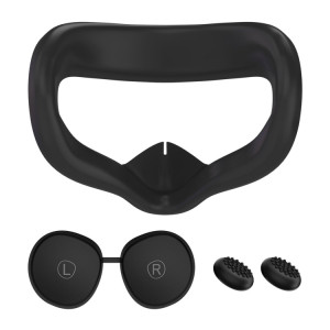Masque pour les yeux en silicone VR + housse de protection pour objectif + chapeau de joystick, pour Oculus Quest 2 (noir) SH801A995-20