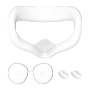 Masque pour les yeux en silicone VR + housse de protection pour objectif + chapeau de joystick, pour Oculus Quest 2 (blanc) SH801B1006-20
