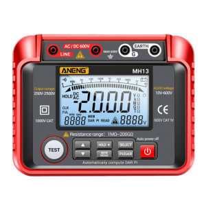 ANENG MH13 Testeur de résistance d'isolement de compteur électronique numérique haute tension (rouge) SA601A1269-20
