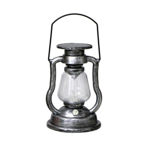 200802 Rétro lampe à kérosène solaire en forme de lampe à main Home Decor Flame Lamp (Argent) SH701C148-20