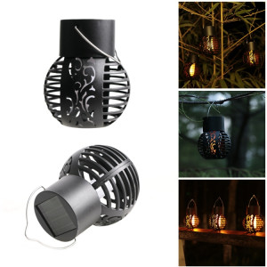 2 PCS Simulation Solaire Flamme Creuse Boule Suspendue Lumières Balcon Lumières Décoratives (Noir) SH601A273-20