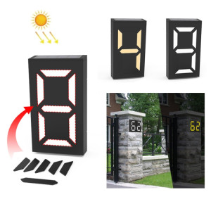 N766B DIY Solaire Numéro Plaque De Porte Lampe Extérieure Étanche Appliques Murales (Lumière Blanche/Lumière Chaude) SH601B837-20