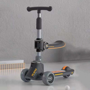 MIJIAQI 01 Scooter pliable multifonctionnel 3 en 1 pour enfants avec musique et lumières, spécification : siège gris SM5502891-20