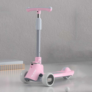 MIJIAQI 01 Trottinette Pliable Multifonctionnelle pour Enfants 3 en 1 avec Musique et Lumières, Spec: Rose SM55071708-20