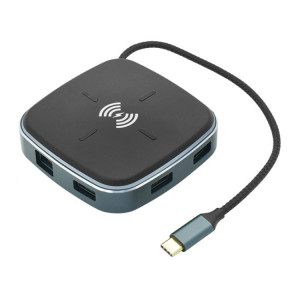 AY95 9 en 1 TYPE-C/USB-C HUB Extended Dock Concentrateur de charge rapide sans fil (Noir) SH701A522-20