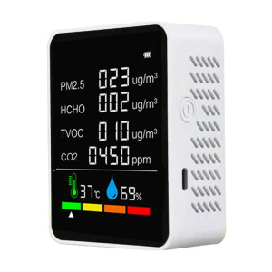 ZN-2COWT 6 en 1 PM2.5 Capteur infrarouge CO2 Formaldéhyde TVOC Température Détecteur d'humidité (Blanc) SH001A697-20