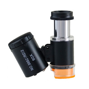 9882(RD) 60X Mini microscope optique de détection de billets de banque HD avec lumière LED, couleur : noir SH0403972-20