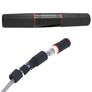 YM-8821 Connecteurs réseau pré-construits Extension de câble réseau étanche pour l'extérieur Tête à double passage (noir) SH601A1211-20