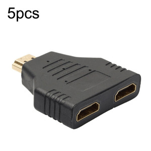 5pcs HDMI mâle vers 2 adaptateur femelle HDMI prise de transformation de conversion d'ordinateur HD (noir) SH701A652-20