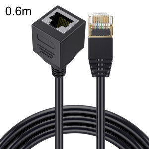 Tête droite 0,6 m Cat 8 10G Transmission RJ45 mâle à femelle câble d'extension de câble réseau informatique (noir) SH902A1264-20
