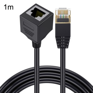 Tête droite 1 m Cat 8 10G Transmission RJ45 mâle à femelle câble d'extension de câble réseau informatique (noir) SH903A1940-20