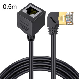 Courbure gauche 0,5 m Cat 8 10G Transmission RJ45 mâle vers femelle câble réseau d'ordinateur câble d'extension (noir) SH907A989-20