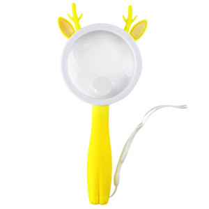 2275 5X/10X Cartoon Animal Handheld Children Science Experiment Loupe (Yellow Deer) SH101C1041-20