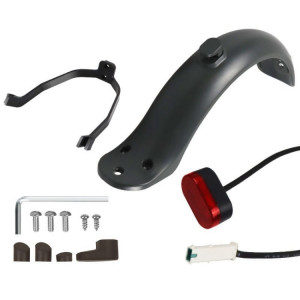 Pour accessoires de scooter électrique Xiaomi M365, garde-boue + support + feu arrière, couleur: noir avec clé SH24011578-20