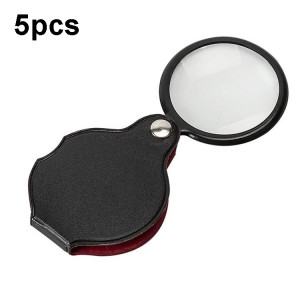 5pcs 50mm 8X Mini Loupe Pliante en Cuir SH439342-20