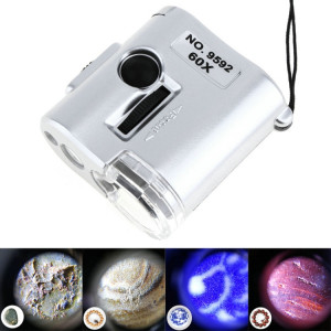 Microscope portatif 60X avec loupe d'identification de bijoux de lampe à LED avec corde de loquet d'étui en cuir SH441087-20