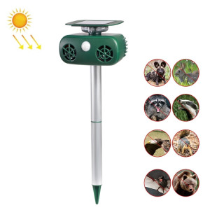 SK628 Répulsif pour animaux à énergie solaire Répulsif pour oiseaux à lumière stroboscopique à 360 degrés Répulsif à ultrasons pour rats (vert) SH901A719-20