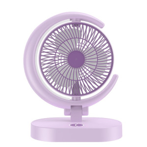 LF-002 Mini ventilateur de bureau à lumière rechargeable USB Ventilateur silencieux rotatif pour veilleuse (Violet) SH601B1158-20