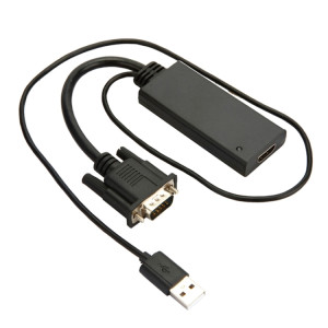 HD55Y Câble adaptateur VGA vers HDMI Convertisseur VGA + USB vers HD 1080P avec alimentation (Noir) SH001A1188-20