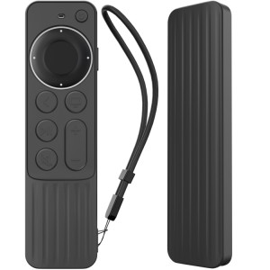 Pour Apple TV Siri Remote 2/3 AhaStyle PT166 Coque de protection en silicone pour télécommande anti-dérapante à rayures (noir) SA701B1778-20