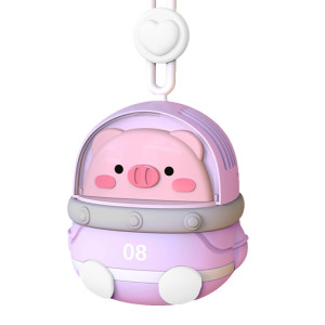 CS1327 petit ventilateur de cou suspendu de dessin animé de charge USB Mini ventilateur silencieux portable sans feuilles (cochon) SH501E856-20