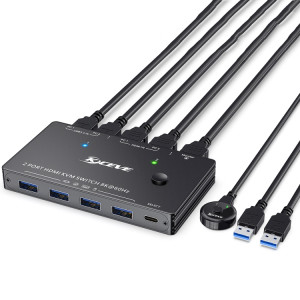 KC-KVM8201 Commutateur USB3.0 Imprimante à disque U Deux ordinateurs pour partager le commutateur KVM HDMI 8K (Noir) SH301A1833-20