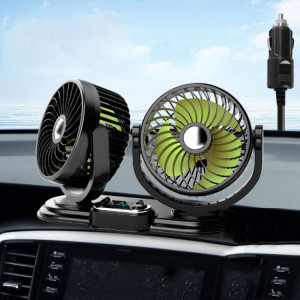 F621 Tourne-disque rotatif pour voiture Ventilateur à double tête silencieux pour voiture, modèle : allume-cigare 12 V SH000271-20