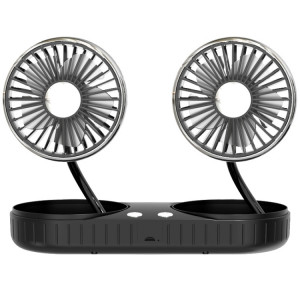 Ventilateur de voiture USB à batterie au lithium intégrée à tuyau double F304, couleur: noir argent SH1202946-20