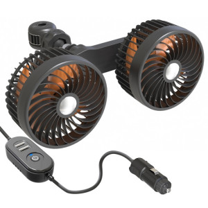 F6207 Ventilateur à double tête USB à fermeture éclair pour siège arrière de voiture, modèle : allume-cigare avec USB SH190225-20