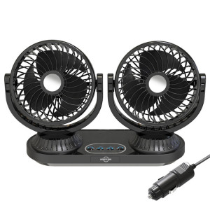 F623 12V/24V Véhicule Électrique Tête Oscillante Rotatif Double Tête Ventilateur (Basique) SH31021960-20