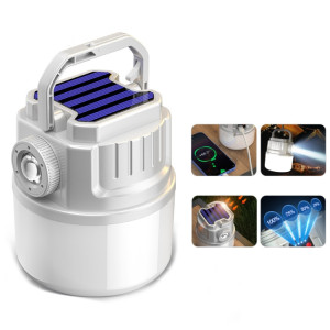 C52 Lampe de camping solaire multifonctionnelle Zoomable Lampe de tente étanche avec sortie USB (Blanc) SH701A118-20
