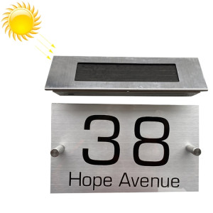 Small-4LED lumière blanche (54x74) en acier inoxydable numéro de maison solaire applique murale LED adresse Indication plaque d'immatriculation SH81021989-20