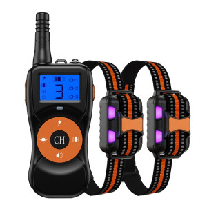 Dispositif de dressage de chien télécommandé électronique intelligent Bouchon d'écorce d'animaux étanche, style: pour deux chiens (orange) SH702B504-20