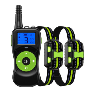Dispositif de dressage de chien télécommandé électronique intelligent Bouchon d'écorce d'animaux de compagnie étanche, style: pour deux chiens (vert fluorescent) SH702C1066-20