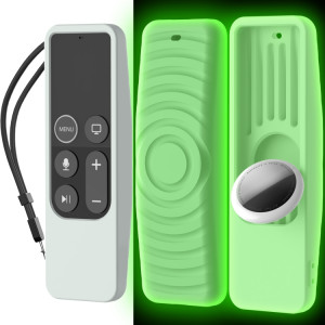 Pour Apple TV HD / 4K + AirTag AhaStyle PT175 Tracker de télécommande 2 en 1 Housse de protection en silicone (vert lumineux) SA901C1713-20