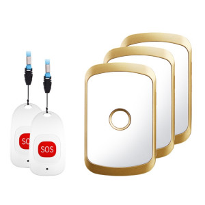 CACAZI C20 téléavertisseur sans fil deux à trois pour les soins à domicile des personnes âgées téléavertisseur d'urgence étanche, prise ue (or) SC501A167-20