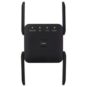 Le répéteur d'extension WiFi 1200Mbps 2.4G / 5G prend en charge le port Ethernet prise américaine noire SH34051286-20