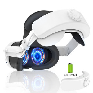 Pour Meta Quest 3, bandeau rechargeable, serre-tête réglable, batterie intégrée de 6000 mAh (blanc) SH001A851-20