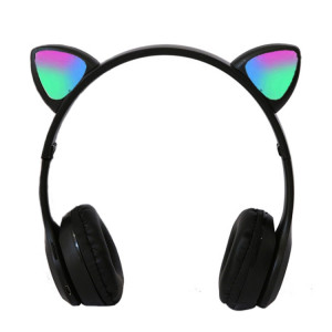 Casque sans fil Bluetooth de jeu oreilles de chat émettant de la lumière LED P47M (noir) SH301B1412-20