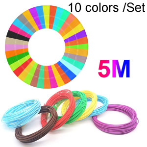 Consommables pour stylo d'impression 3D PCL, 5m, 1.75mm, matériau de ligne très résistant, matière première environnementale, fil de soie d'impression, 10 couleurs/ensemble SH18011359-20