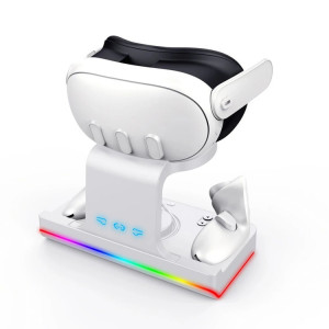 Base de chargement pour casque Meta Quest 3, avec lumières éblouissantes, support de chargement à poignée VR (blanc) SH501A355-20