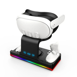 Base de chargement pour casque Meta Quest 3, avec lumières éblouissantes, support de chargement à poignée VR (noir) SH501B1254-20
