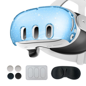 Pour Meta Quest 3 PC Coque de protection, style : 7 en 1 (bleu transparent pailleté) SH1102517-20
