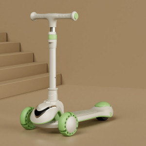 XOEYU K8 Scooter pliant réglable multifonctionnel pour enfants avec musique et lumières, couleur: vert unique SX08031231-20