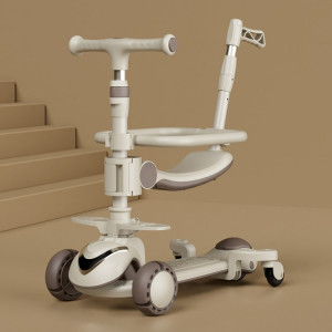 XOEYU K8 Scooter pliant réglable multifonctionnel pour enfants avec musique et lumières, couleur: café 6-en-1 SX08091737-20