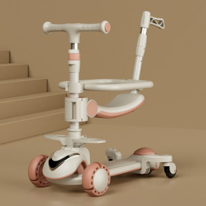 XOEYU K8 Scooter pliant réglable multifonctionnel pour enfants avec musique et lumières, couleur: rose 6-en-1 SX0810800-20