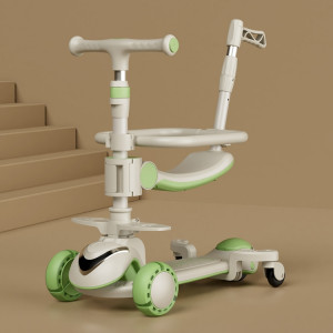 XOEYU K8 Scooter pliant réglable multifonctionnel pour enfants avec musique et lumières, couleur: vert 6-en-1 SX08111546-20
