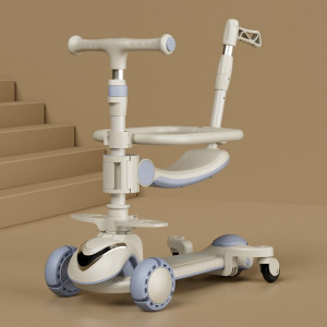 XOEYU K8 Scooter pliant réglable multifonctionnel pour enfants avec musique et lumières, couleur: bleu 6-en-1 SX0812787-20