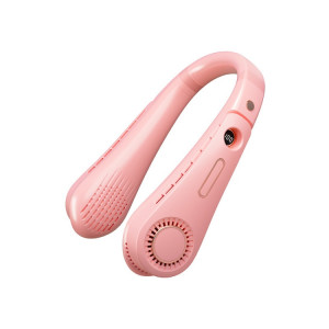 F11 Portable USB charge rotatif affichage numérique ventilateur de cou suspendu sans lame (rose) SH701C1198-20