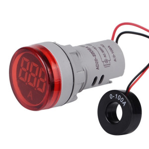 SINOTIMER ST16A rond 22mm LED signal lumineux numérique 220V AC ampèremètre 0-100A AC indicateur de courant (01 rouge) SS401A664-20